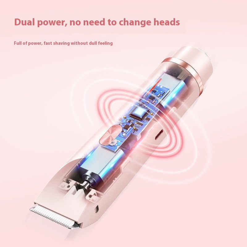 "Women’s 2-in-1 Electric Hair Remover – Dual Blade Shaver for Bikini Line, Legs & Underarms"