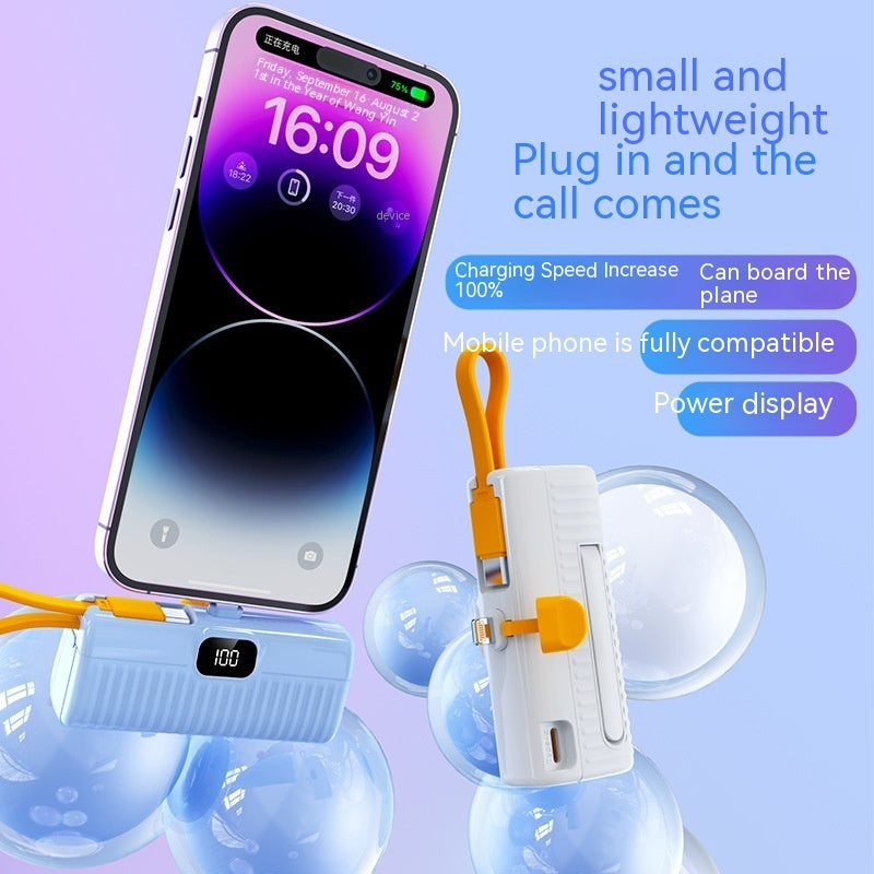 Mini Portable Charger Power Bank – Compact Capsule Design, Fast Charging Backup Battery for iPhone & Android