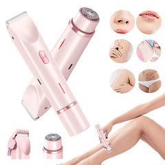 "Women’s 2-in-1 Electric Hair Remover – Dual Blade Shaver for Bikini Line, Legs & Underarms"